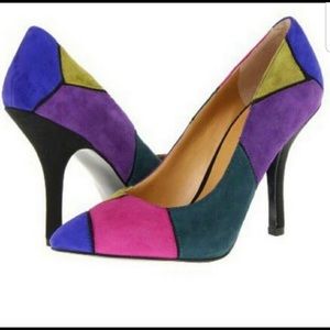 Nine West Boogie Down Vtg Inspired Patchwork Heels